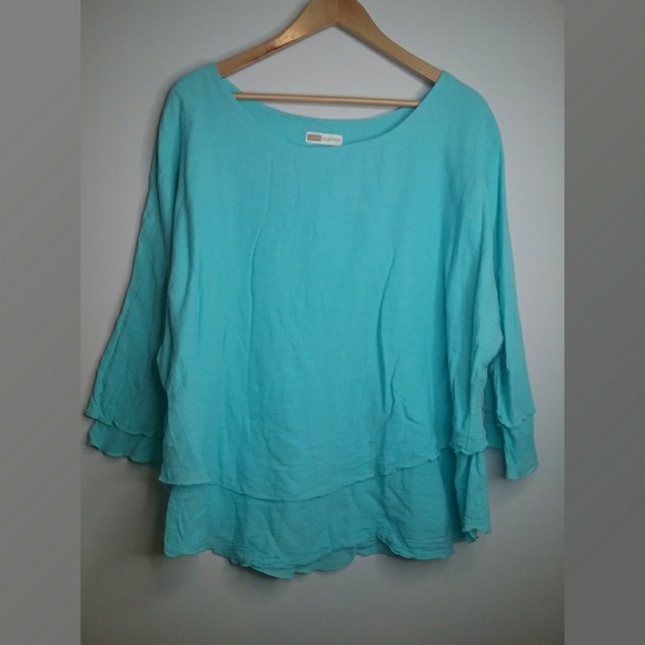 Cotton Collection Aqua Layered Tunic Size XXL - Picture 1 of 3
